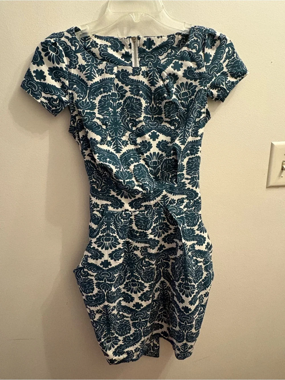 Shein/Inomi Teal Floral Print Short Sleeve Shift Dress - Picture 2 of 5
